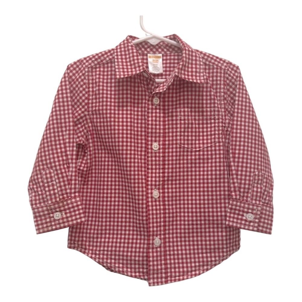 Gymboree 18-24mo baby red and white gingham button down